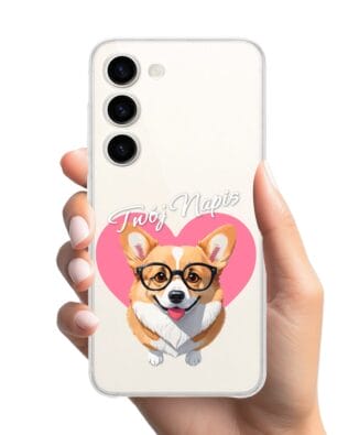 Etui do Samsung Galaxy S23 Plus przeźroczyste, silikonowe Flexi, Puppy Love, pies rasy Corgi