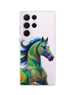 Etui do Samsung Galaxy S23 Ultra przeźroczyste, silikonowe Flexi, Dzika Mandala, Koń
