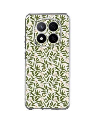 Etui do Xiaomi Redmi Note 14 Pro Plus 5G przeźroczyste, silikonowe Flexi, zielone gałązki