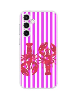 Etui do Samsung Galaxy S23 Plus przeźroczyste, silikonowe Flexi, kraby z różowymi paskami