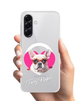 Etui do Samsung Galaxy A56 5G z MagSafe przeźroczyste, silikonowe Flexi, Puppy Love, pies rasy Buldog Francuski