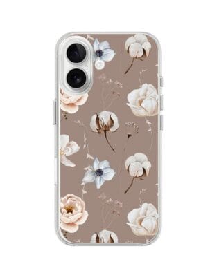Etui do iPhone 16 przeźroczyste, silikonowe Flexi, akwarelowe kwiatki