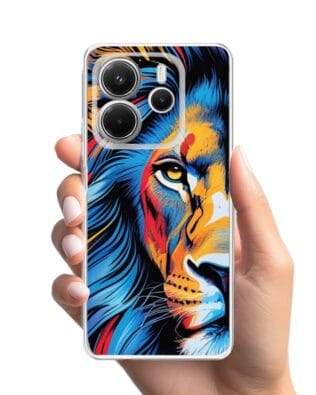 Etui do Xiaomi Redmi Note 14 5G przeźroczyste, silikonowe Flexi, Dzika Mandala, Lwie spojrzenie
