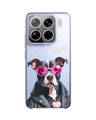 Etui do Xiaomi 15 przeźroczyste, silikonowe Flexi, Puppy Love, pies rasy Amstaff