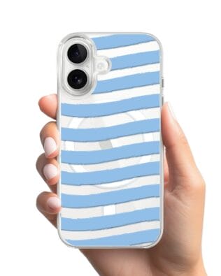 Etui do iPhone 16 Plus z MagSafe przeźroczyste, silikonowe Flexi, fale morskie
