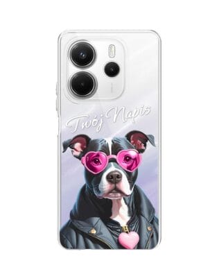 Etui do Xiaomi Redmi Note 14 4G przeźroczyste, silikonowe Flexi, Puppy Love, pies rasy Amstaff
