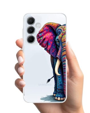 Etui do Samsung Galaxy A55 5G przeźroczyste, silikonowe Flexi, Dzika Mandala, Słoń