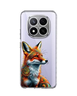 Etui do Xiaomi Redmi Note 14 Pro Plus 5G przeźroczyste, silikonowe Flexi, Dzika Mandala, Twarz lisa