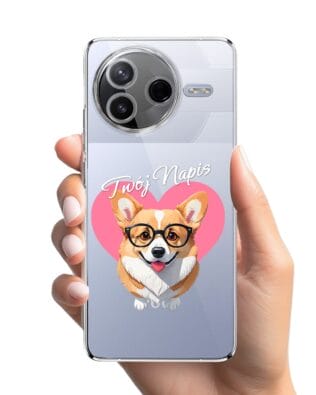 Etui do Xiaomi POCO F7 Pro przeźroczyste, silikonowe Flexi, Puppy Love, pies rasy Corgi