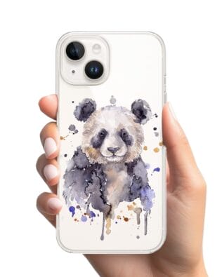 Etui do iPhone 13 przeźroczyste, silikonowe Flexi, Akwarelowe Zoo, Panda