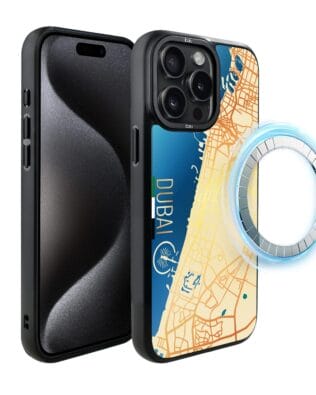 Etui do iPhone 15 Pro IBIZU DropGuard Matt z MagSafe, Mapy Świata, Dubai