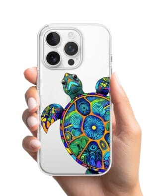 Etui do iPhone 16 Pro Max przeźroczyste, silikonowe Flexi, Dzika Mandala, Żółw