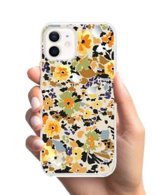 Etui do iPhone 12 Mini przeźroczyste, silikonowe Flexi, malowane kwiatki