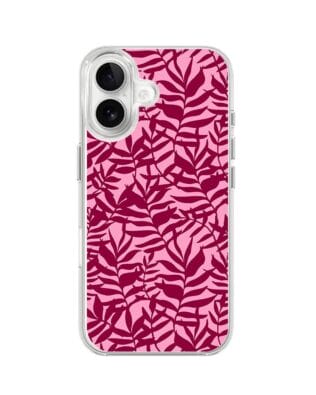 Etui do iPhone 16 z MagSafe przeźroczyste, silikonowe Flexi, bordowe liście