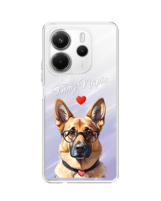 Etui do Xiaomi Redmi Note 14 5G przeźroczyste, silikonowe Flexi, Puppy Love, pies rasy Owczarek Niemiecki