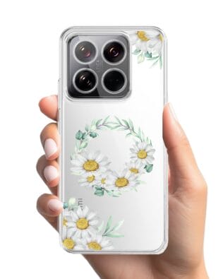 Etui do Xiaomi 14 przeźroczyste, silikonowe Flexi, wianek stokrotek