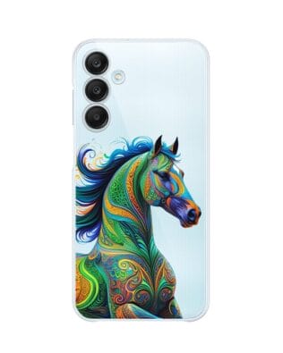 Etui do Samsung Galaxy M35 5G przeźroczyste, silikonowe Flexi, Dzika Mandala, Koń