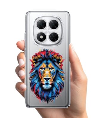 Etui do Xiaomi POCO X7 przeźroczyste, silikonowe Flexi, Dzika Mandala, Lew