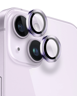 Metalowa osłona obiektywu aparatu ze szkła hartowanego 9H do iPhone 14, 1 zestaw, głęboka purpura
