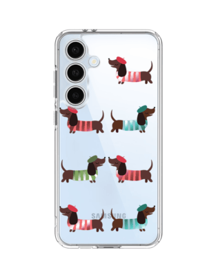 Etui do Samsung Galaxy S24 FE przeźroczyste, silikonowe Flexi, jamnik w Paryżu