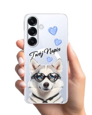 Etui do Samsung Galaxy S25 z MagSafe przeźroczyste, silikonowe Flexi, Puppy Love, pies rasy Husky