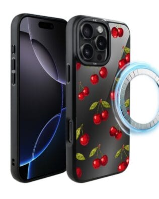 Etui do iPhone 16 Pro IBIZU DropGuard Matt z MagSafe, Midnight, Wiśniowa noc