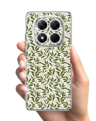 Etui do Xiaomi POCO X7 przeźroczyste, silikonowe Flexi, zielone gałązki