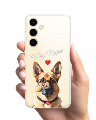 Etui do Samsung Galaxy S24 przeźroczyste, silikonowe Flexi, Puppy Love, pies rasy Owczarek Niemiecki