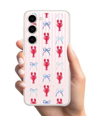 Etui do Samsung Galaxy S23 Plus przeźroczyste, silikonowe Flexi, krab i kokardki