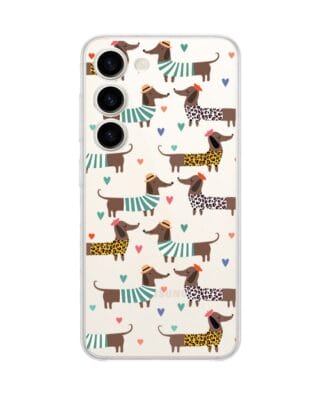 Etui do Samsung Galaxy S23 FE 5G przeźroczyste, silikonowe Flexi, zakochane jamniki