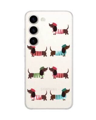 Etui do Samsung Galaxy S23 przeźroczyste, silikonowe Flexi, jamnik w Paryżu