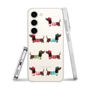 Samsung Galaxy s 23Etui do Samsung Galaxy S23 przeźroczyste, silikonowe Flexi, eleganckie jamniki