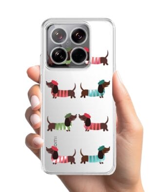 Etui do Xiaomi 14 Pro przeźroczyste, silikonowe Flexi, jamnik w Paryżu