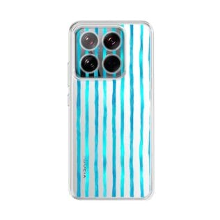XIAOMI 14-2Etui do Xiaomi 14 Pro przeźroczyste, silikonowe Flexi, błękitne paski
