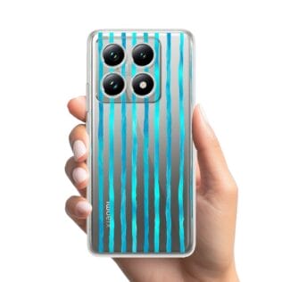 Xiaomi 14T Pro, Xiaomi 14T Pro-1Etui do Xiaomi 14T przeźroczyste, silikonowe Flexi, błękitne paski