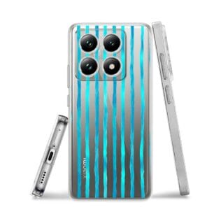 Xiaomi 14T Pro, Xiaomi 14T Pro-2Etui do Xiaomi 14T przeźroczyste, silikonowe Flexi, błękitne paski
