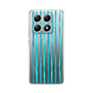 Xiaomi 14T Pro, Xiaomi 14T ProEtui do Xiaomi 14T przeźroczyste, silikonowe Flexi, błękitne paski