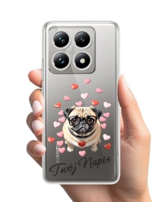 Etui do Xiaomi 14T Pro przeźroczyste, silikonowe Flexi, Puppy Love, pies rasy Mops