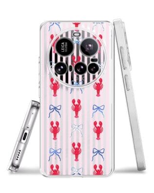 Etui do Xiaomi 15 Ultra przeźroczyste, silikonowe Flexi, krab i kokardki