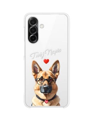 Etui do Samsung Galaxy A26 5G przeźroczyste, silikonowe Flexi, Puppy Love, pies rasy Owczarek Niemiecki