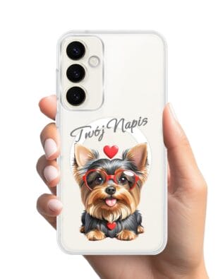 Etui do Samsung Galaxy S23 z MagSafe przeźroczyste, silikonowe Flexi, Puppy Love, pies rasy York