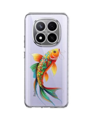 Etui do Xiaomi Redmi Note 14 Pro Plus 5G przeźroczyste, silikonowe Flexi, Dzika Mandala, Złota ryba