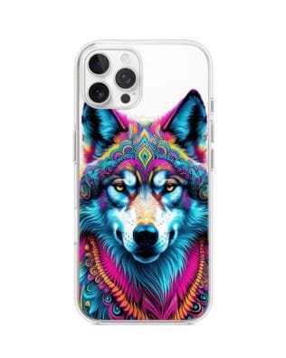 Etui do iPhone 12 Pro Max przeźroczyste, silikonowe Flexi, Dzika Mandala, Wilk