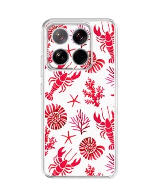 Etui do Xiaomi 14 Pro przeźroczyste, silikonowe Flexi, krab, muszle