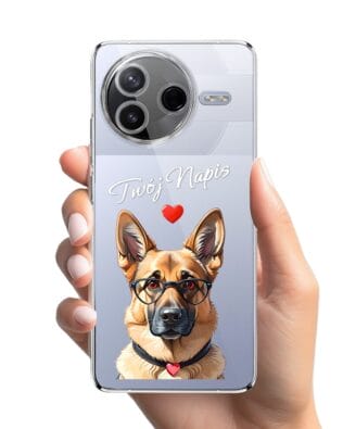 Etui do Xiaomi POCO F7 Pro przeźroczyste, silikonowe Flexi, Puppy Love, pies rasy Owczarek Niemiecki