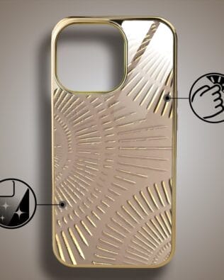 Etui do iPhone 16 Pro IBIZU Elite Glass z MagSafe Mistyczne wzory, Boski promień beżowe, złote