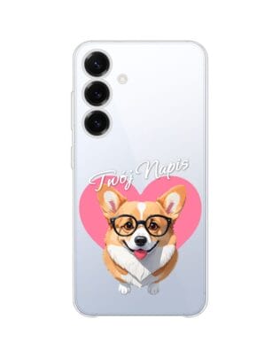 Etui do Samsung Galaxy S25 przeźroczyste, silikonowe Flexi, Puppy Love, pies rasy Corgi