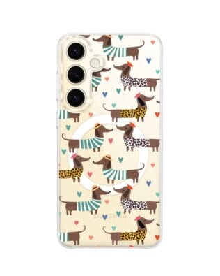 Etui do Samsung Galaxy S24 Plus z MagSafe przeźroczyste, silikonowe Flexi, zakochane jamniki