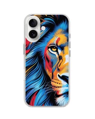 Etui do iPhone 16 Plus przeźroczyste, silikonowe Flexi, Dzika Mandala, Lwie spojrzenie