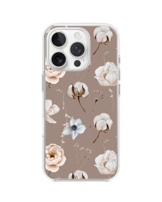 Etui do iPhone 16 Pro Max z MagSafe przeźroczyste, silikonowe Flexi, akwarelowe kwiatki
